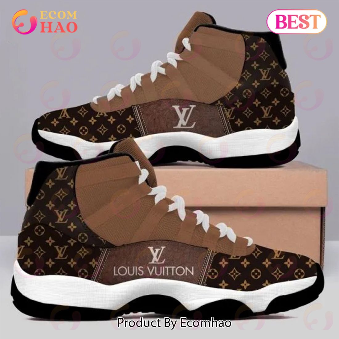 Louis Vuitton Brown Monogram Air Jordan 11 Sneakers Shoes Hot 2023 LV Gifts Unisex