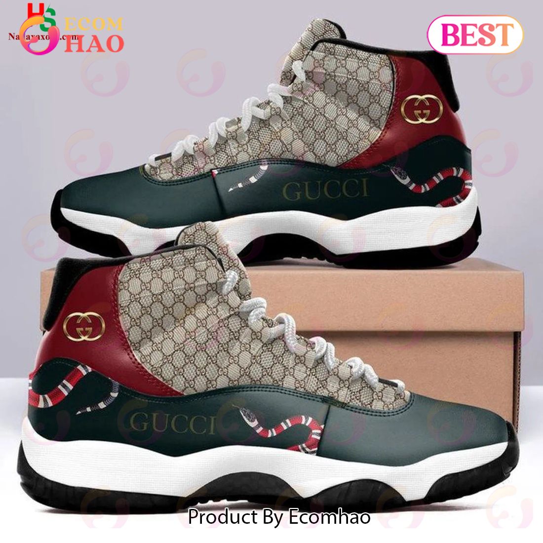 Snake Gucci Monogram Air Jordan 11 Shoes