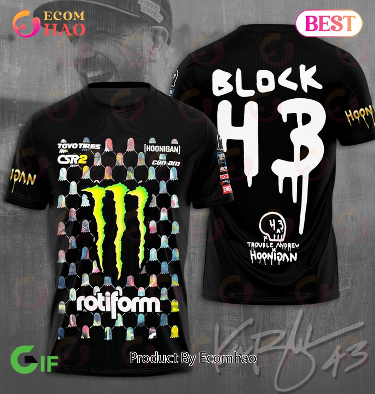 Toyo Tires Csr2 Hoonigan Rotiform Block 43 Trouble Andrew X Hoonigan 3D Hoodie