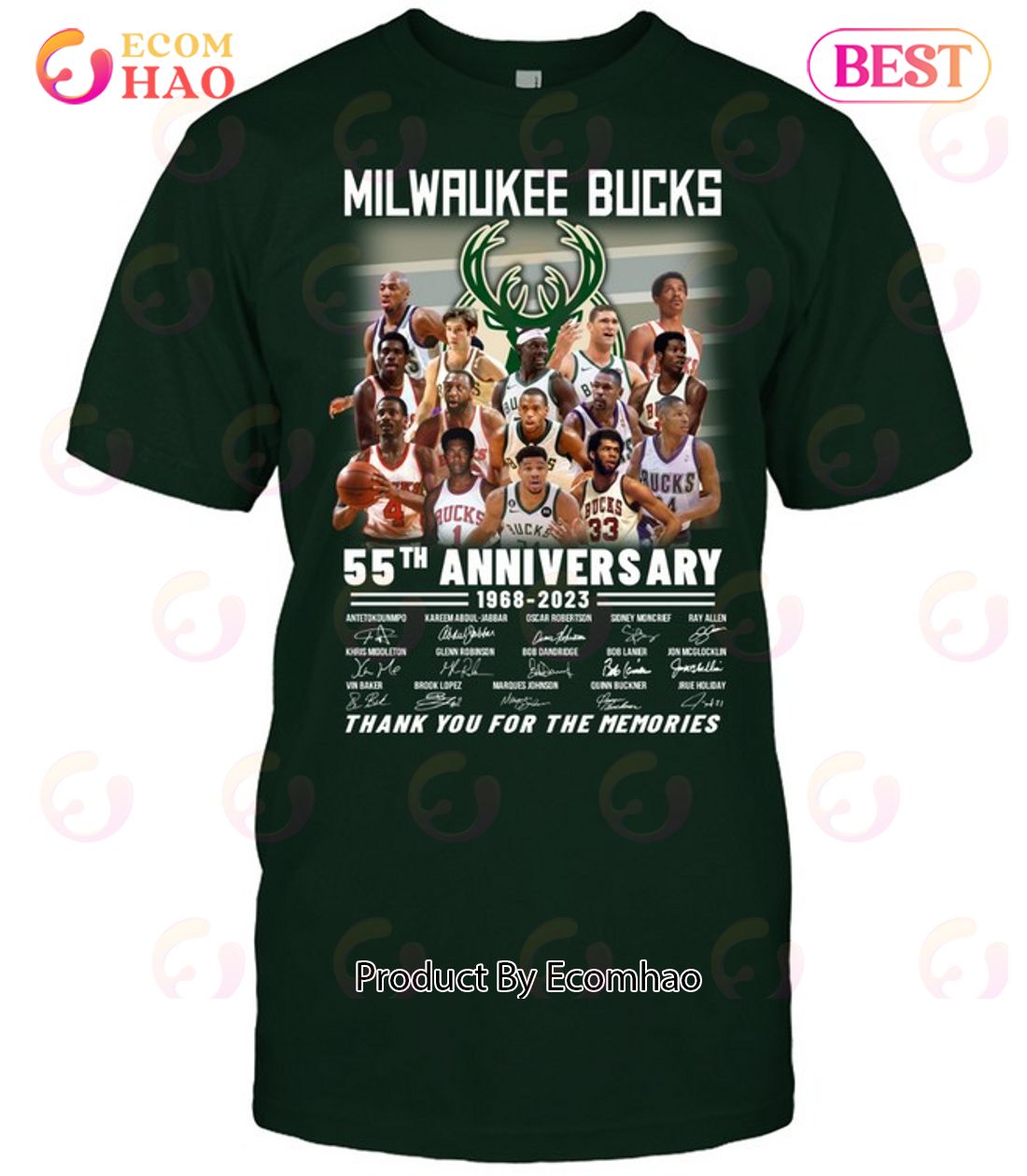 Milwaukee Bucks 55th Anniversary 1968 – 2023 Thank You For The Memories T-Shirt
