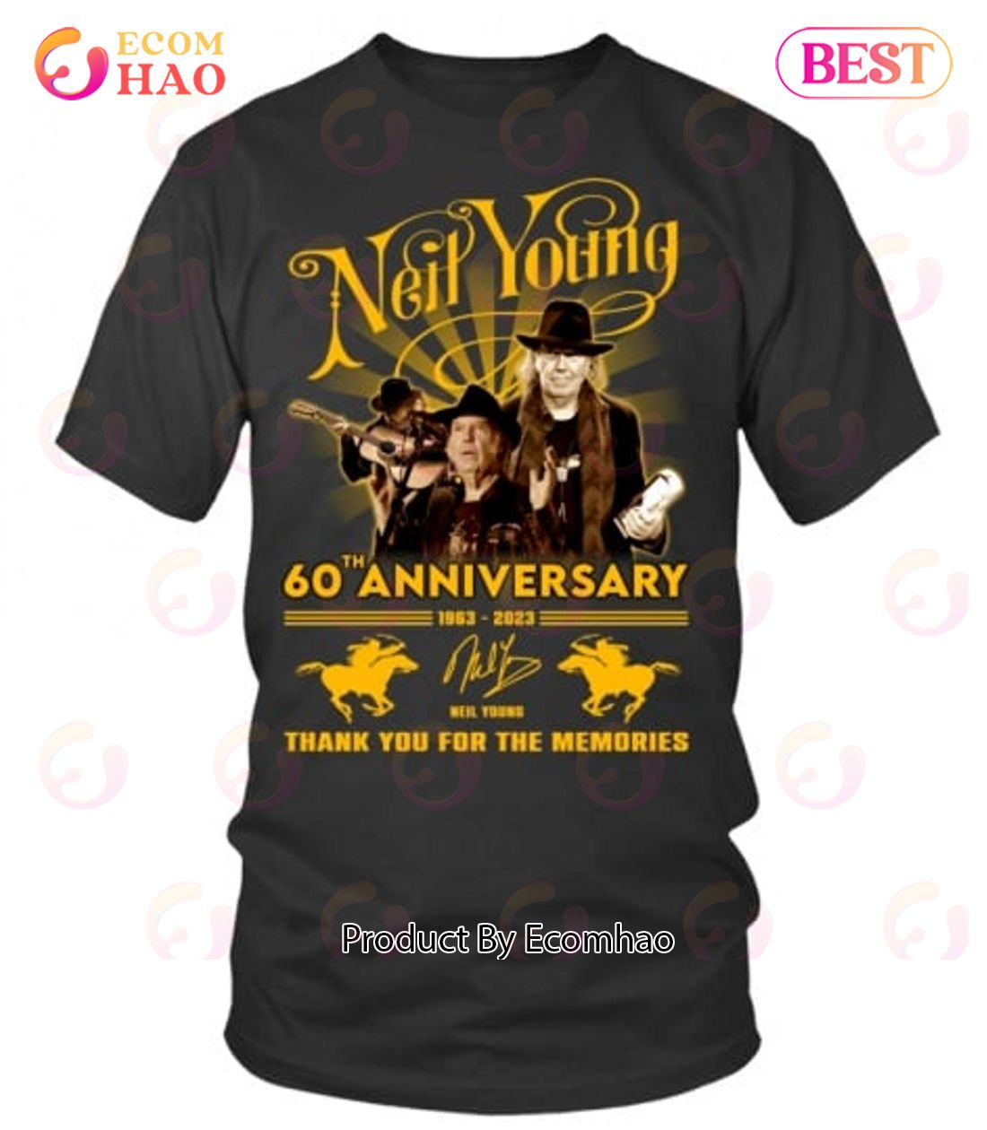 Neil Young 60th Anniversary 1963 – 2023 Thank You For The Memories T-Shirt