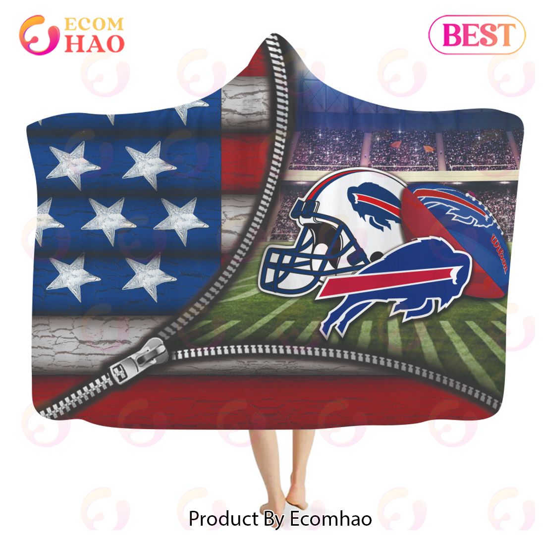 NFL Buffalo Bills 3D Hooded Blanket American