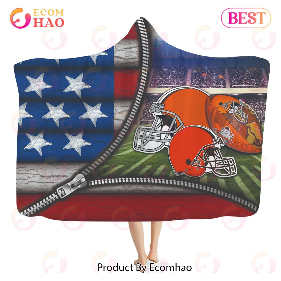 NFL Cleveland Browns 3D Hooded Blanket American