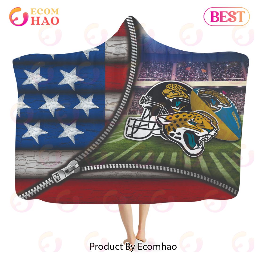 NFL Jacksonville Jaguars 3D Hooded Blanket American