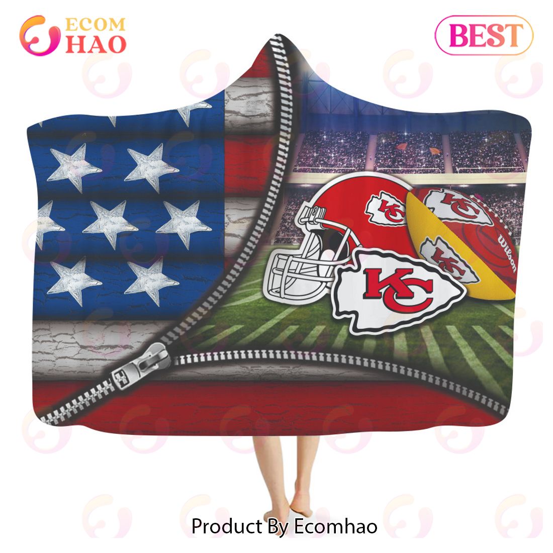 NFL Kansas City Chiefs 3D Hooded Blanket American