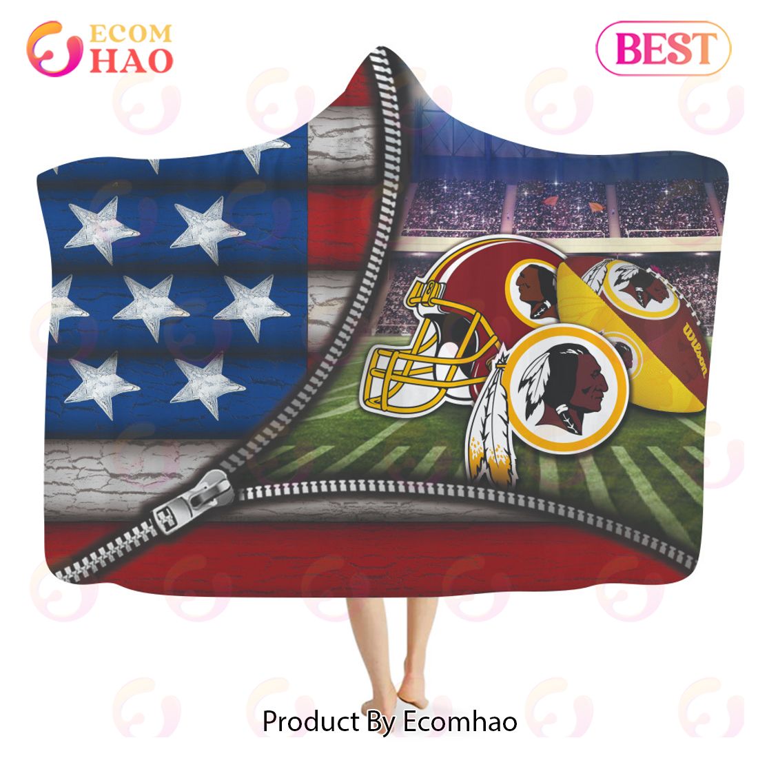 NFL Washington Redskins 3D Hooded Blanket American