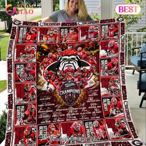 Team Players 2023 CFP National Champions Georgia Bulldogs Quilt, Fleece Blanket, Sherpa Fleece Blanket