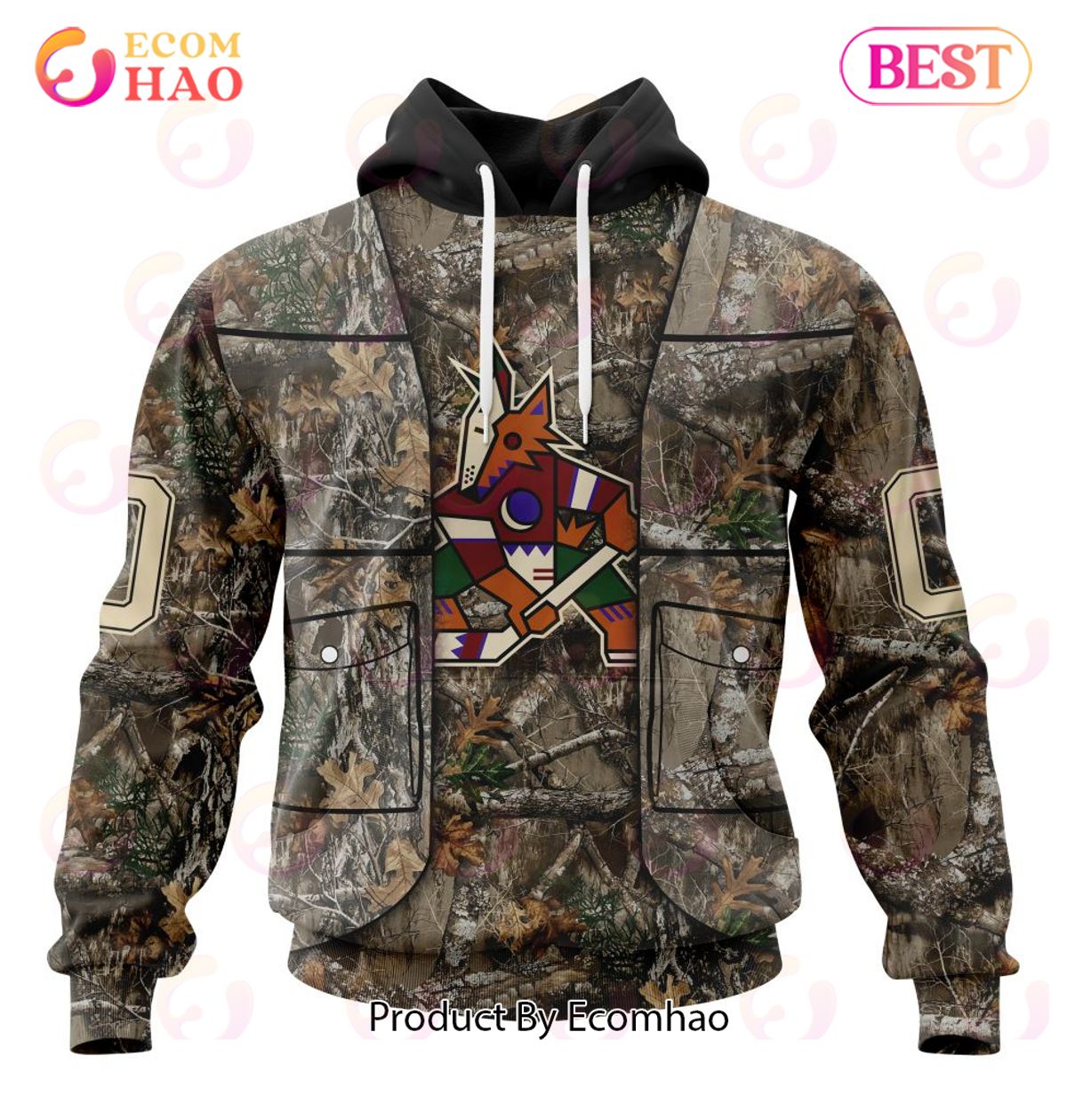 NHL Arizona Coyotes Specialized Unisex Vest Kits With Realtree Camo 3D Hoodie