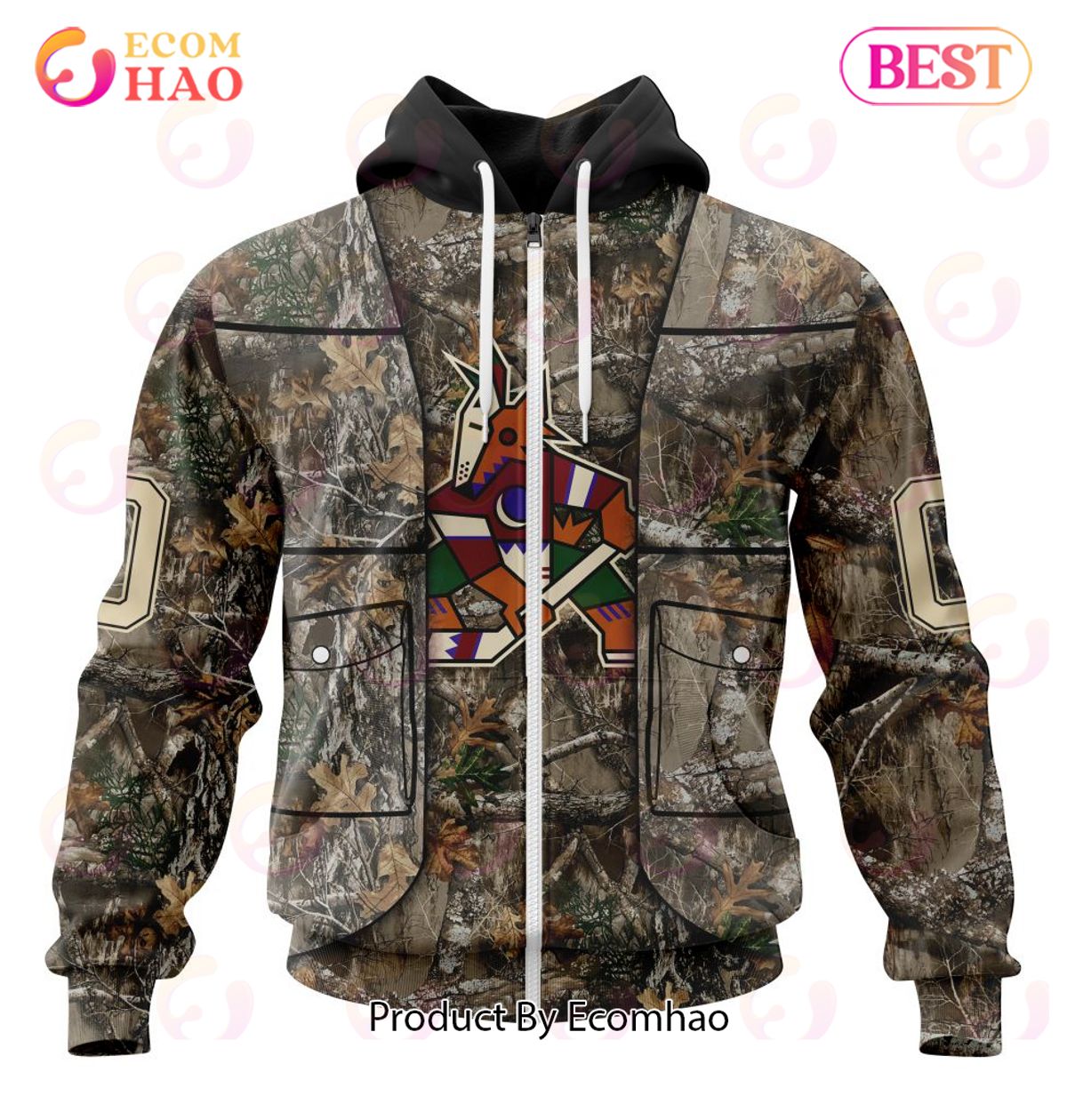 NHL Arizona Coyotes Specialized Unisex Vest Kits With Realtree Camo 3D Hoodie