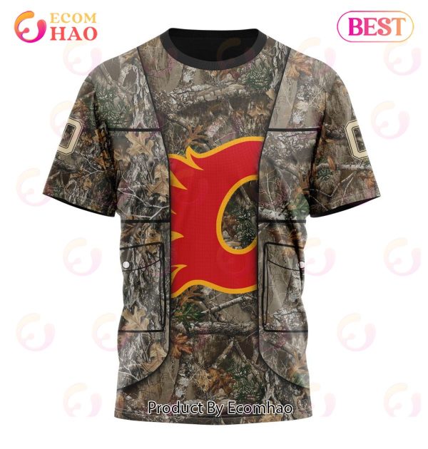 NHL Calgary Flames Specialized Unisex Vest Kits With Realtree Camo 3D Hoodie