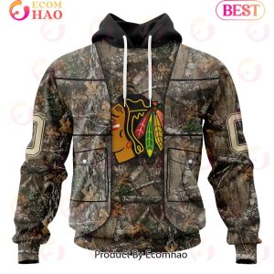 NHL Chicago BlackHawks Specialized Unisex Vest Kits With Realtree Camo 3D Hoodie
