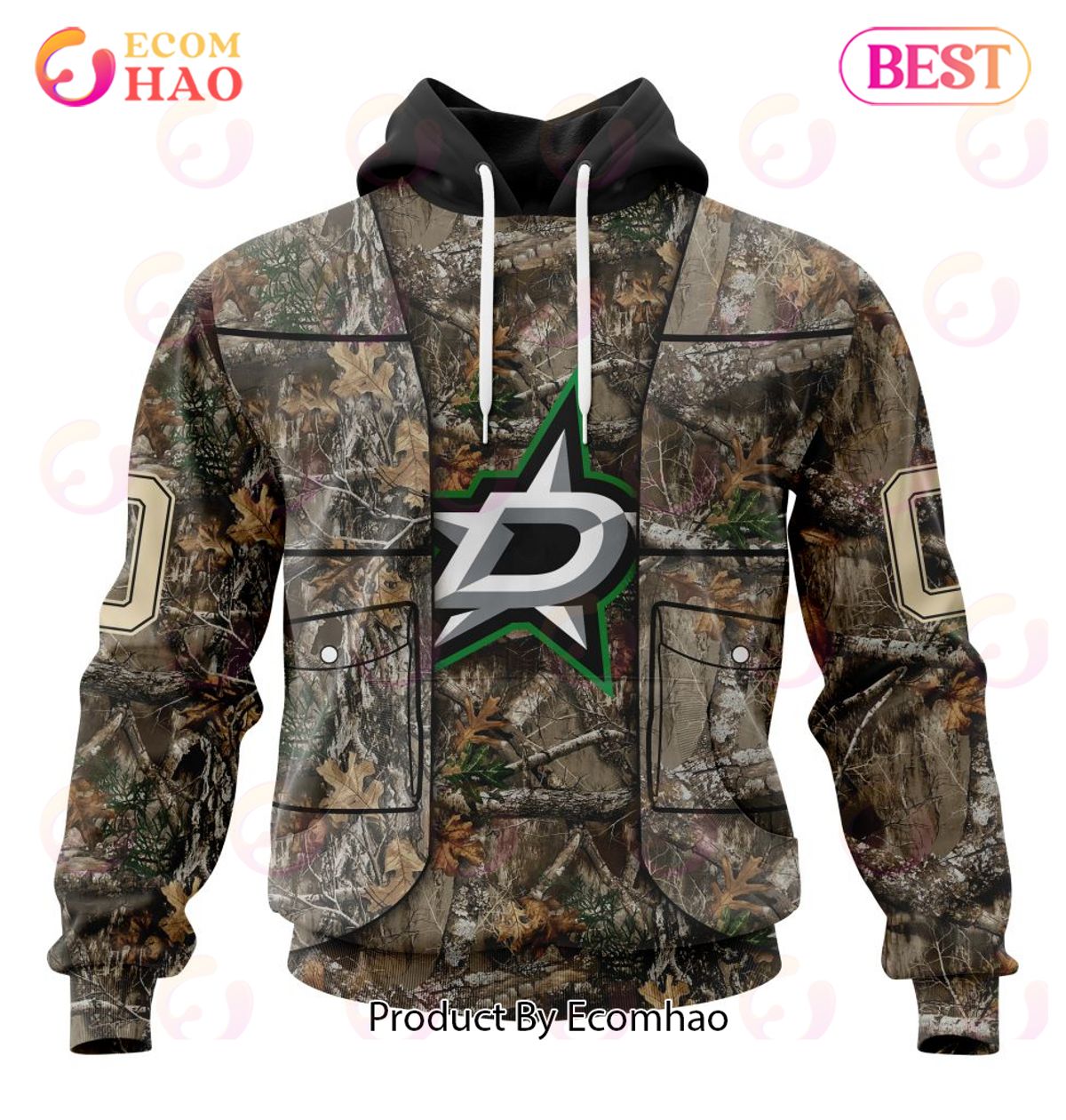 NHL Dallas Stars Specialized Unisex Vest Kits With Realtree Camo 3D Hoodie