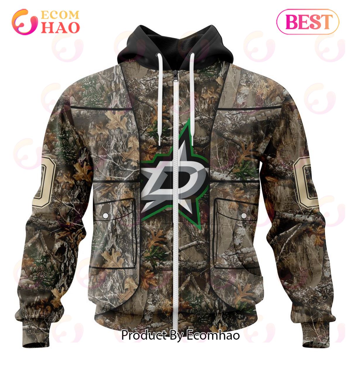 NHL Dallas Stars Specialized Unisex Vest Kits With Realtree Camo 3D Hoodie