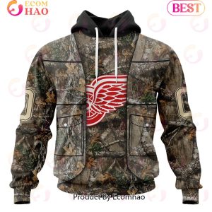 NHL Detroit Red Wings Specialized Unisex Vest Kits With Realtree Camo 3D Hoodie