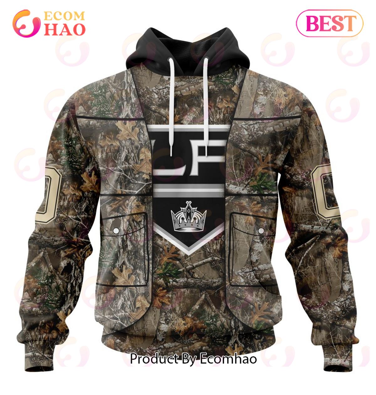 NHL Los Angeles Kings Specialized Unisex Vest Kits With Realtree Camo 3D Hoodie