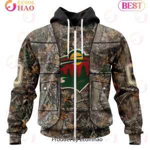 NHL Minnesota Wild Specialized Unisex Vest Kits With Realtree Camo 3D Hoodie