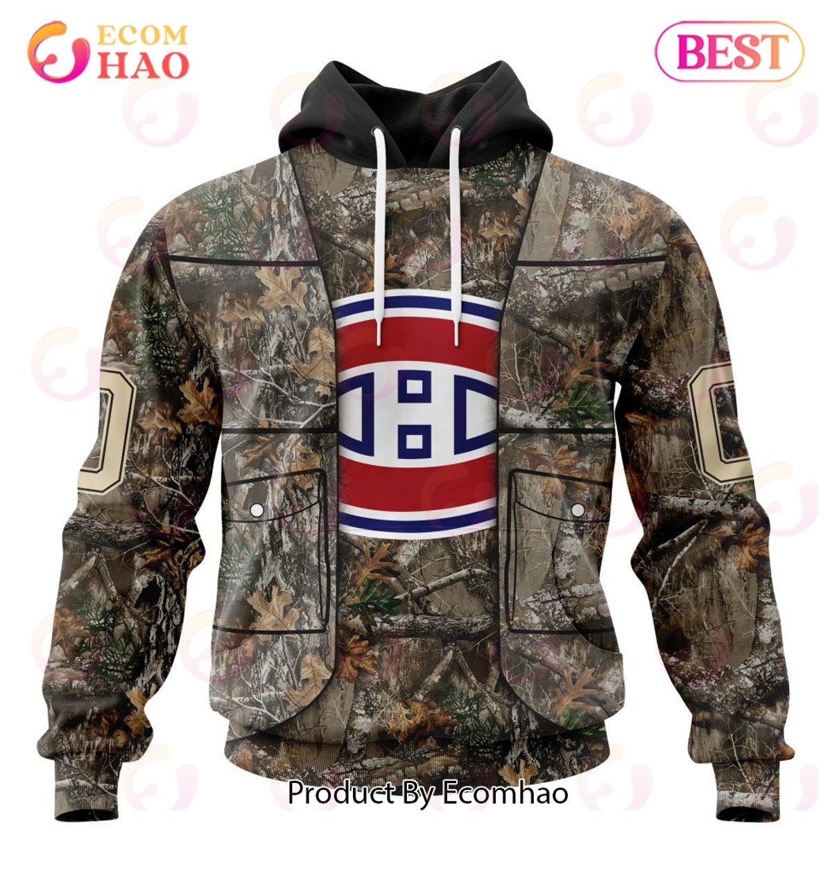 NHL Montreal Canadiens Specialized Unisex Vest Kits With Realtree Camo 3D Hoodie