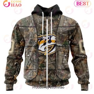 NHL Nashville Predators Specialized Unisex Vest Kits With Realtree Camo 3D Hoodie