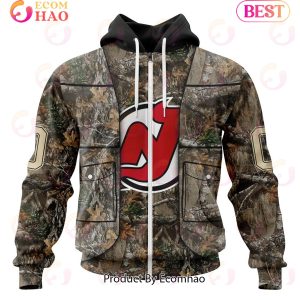NHL New Jersey Devils Specialized Unisex Vest Kits With Realtree Camo 3D Hoodie