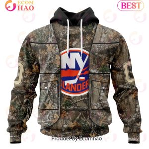 NHL New York Islanders Specialized Unisex Vest Kits With Realtree Camo 3D Hoodie