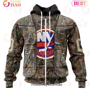 NHL New York Islanders Specialized Unisex Vest Kits With Realtree Camo 3D Hoodie