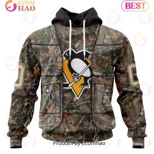 NHL Pittsburgh Penguins Specialized Unisex Vest Kits With Realtree Camo 3D Hoodie