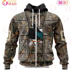 NHL San Jose Sharks Specialized Unisex Vest Kits With Realtree Camo 3D Hoodie