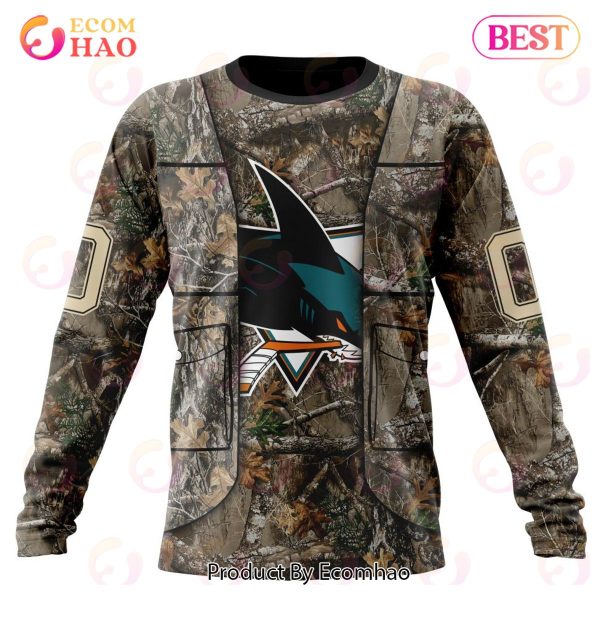 NHL San Jose Sharks Specialized Unisex Vest Kits With Realtree Camo 3D Hoodie