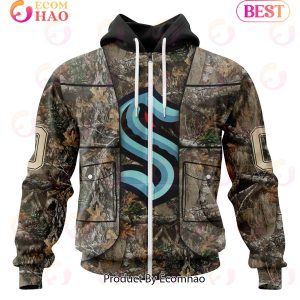 NHL Seattle Kraken Specialized Unisex Vest Kits With Realtree Camo 3D Hoodie
