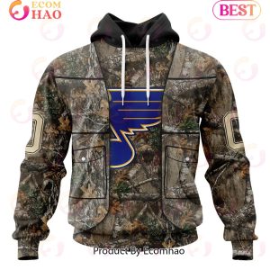 NHL St. Louis Blues Specialized Unisex Vest Kits With Realtree Camo 3D Hoodie