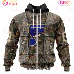 NHL St. Louis Blues Specialized Unisex Vest Kits With Realtree Camo 3D Hoodie