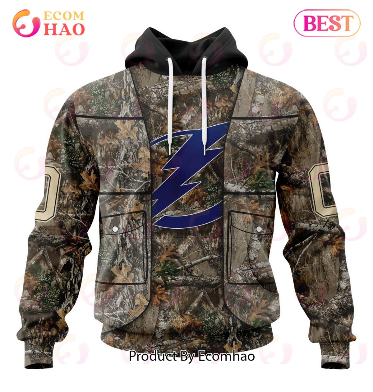 NHL Tampa Bay Lightning Specialized Unisex Vest Kits With Realtree Camo 3D Hoodie