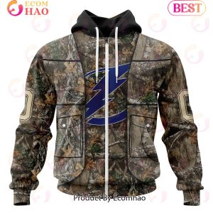 NHL Tampa Bay Lightning Specialized Unisex Vest Kits With Realtree Camo 3D Hoodie