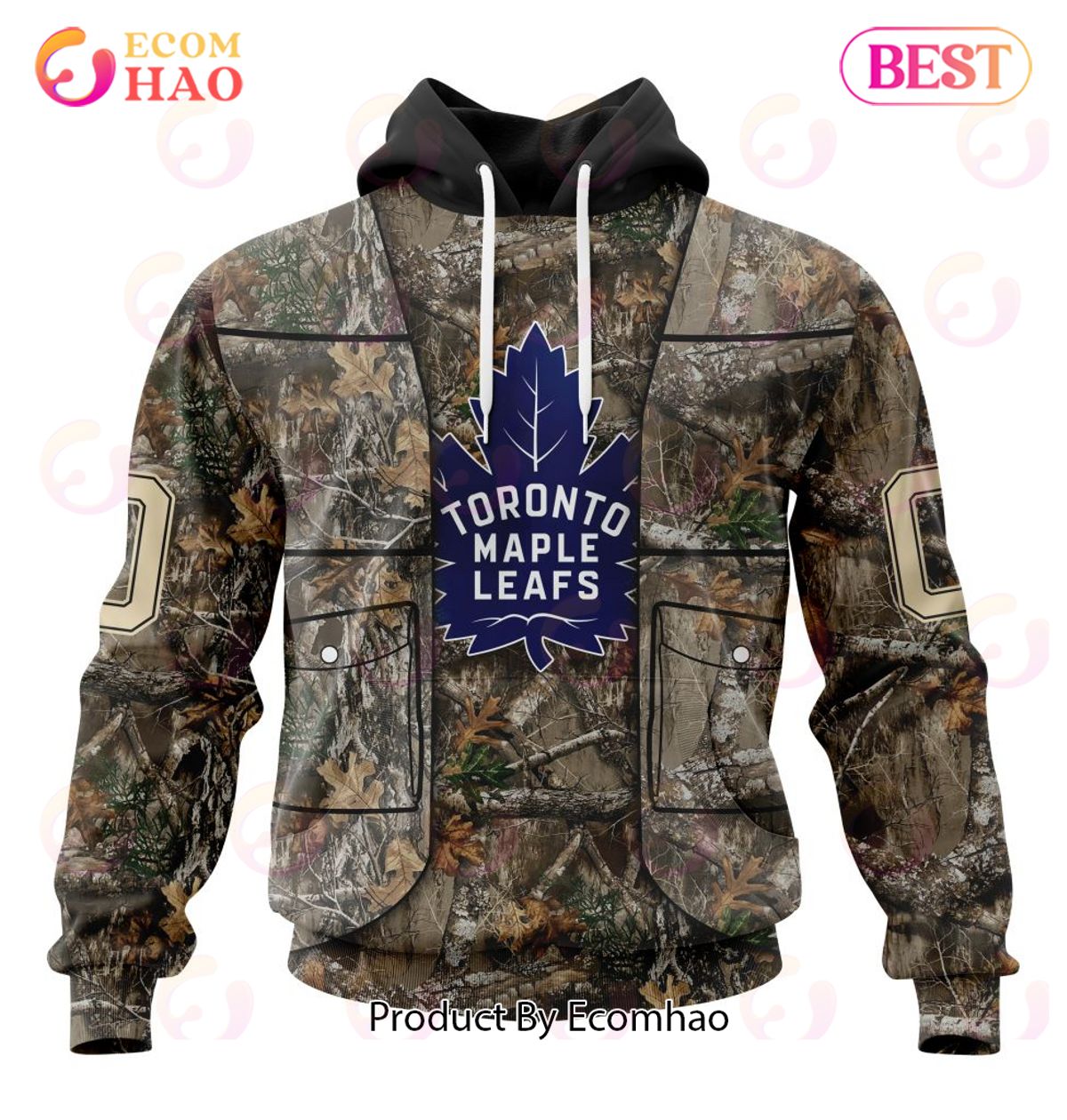 NHL Toronto Maple Leafs Specialized Unisex Vest Kits With Realtree Camo 3D Hoodie