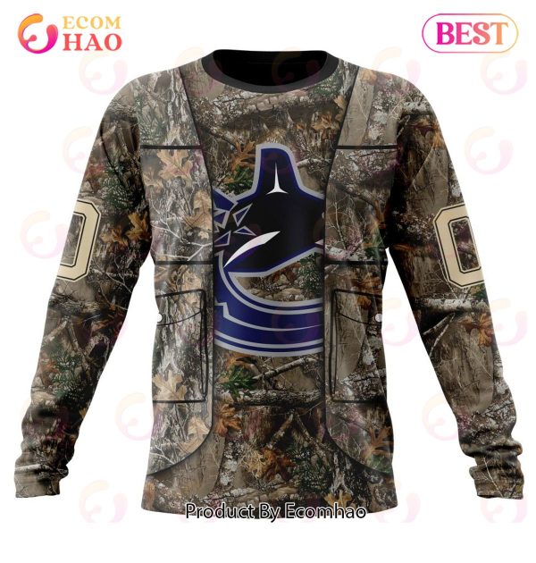 NHL Vancouver Canucks Specialized Unisex Vest Kits With Realtree Camo 3D Hoodie