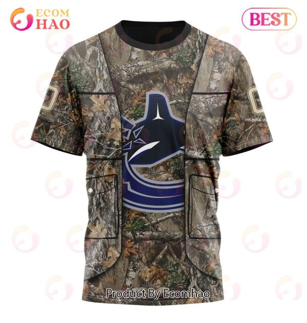 NHL Vancouver Canucks Specialized Unisex Vest Kits With Realtree Camo 3D Hoodie