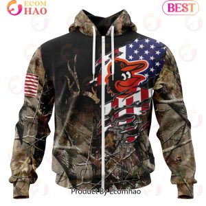 MLB Baltimore Orioles Special Camo Realtree Hunting 3D Hoodie