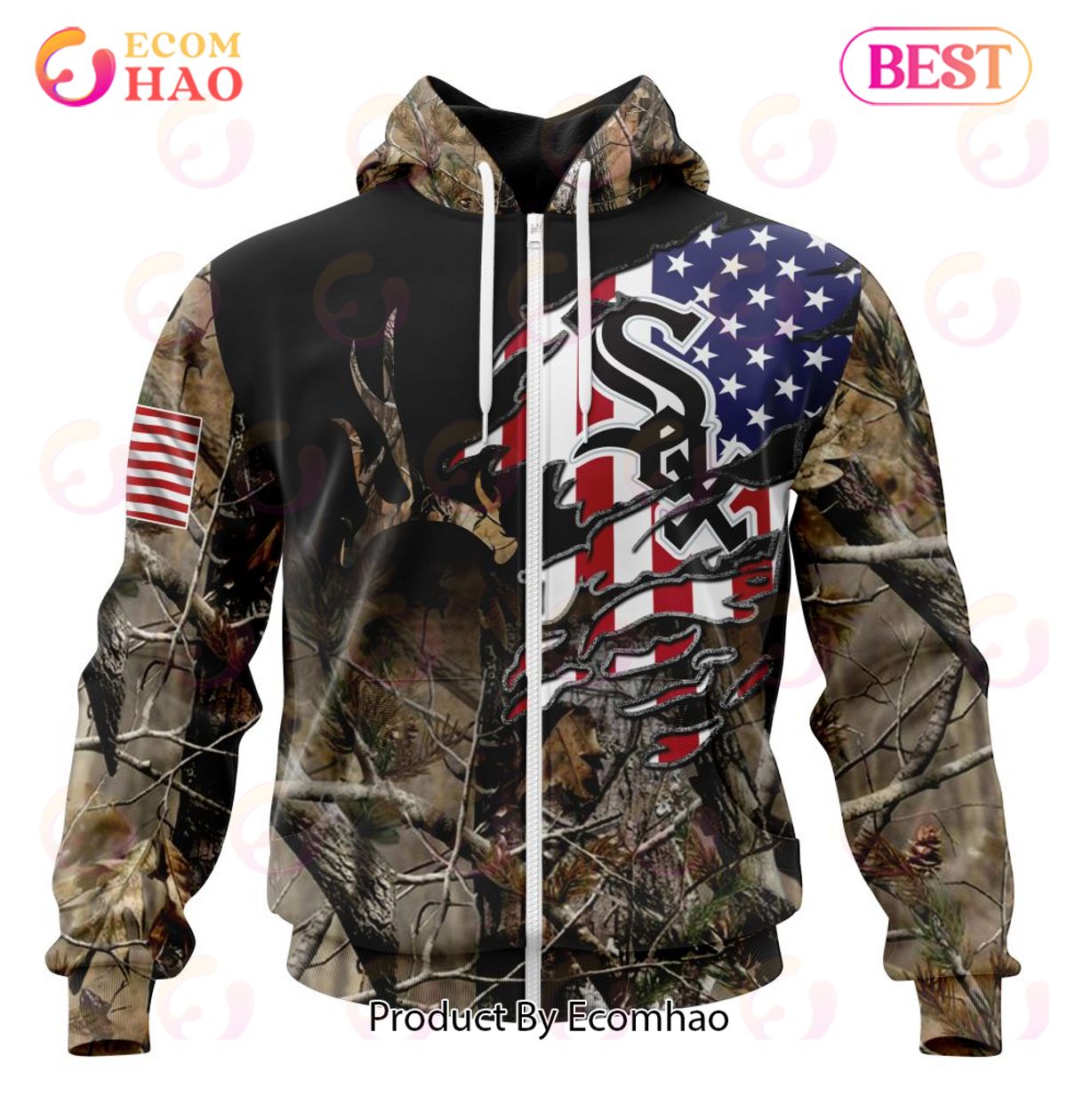 MLB Chicago White Sox Special Camo Realtree Hunting 3D Hoodie