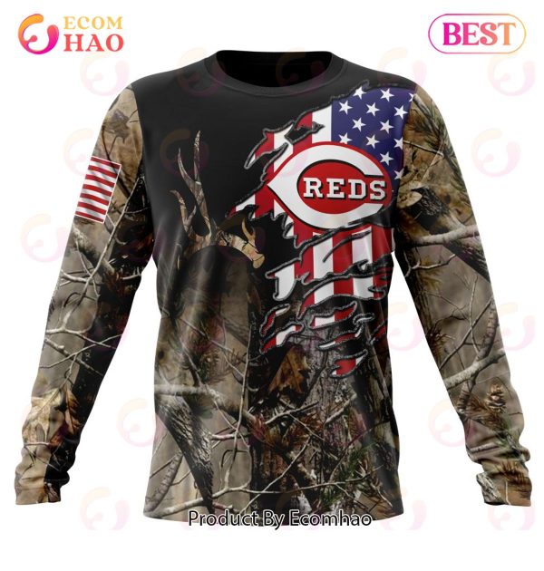 MLB Cincinnati Reds Special Camo Realtree Hunting 3D Hoodie