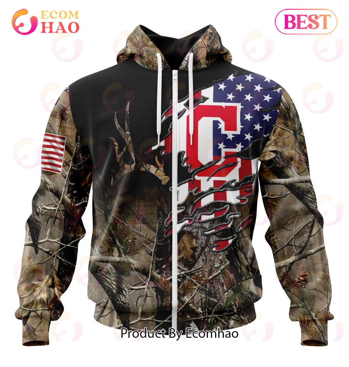 MLB Cleveland Guardians Special Camo Realtree Hunting 3D Hoodie