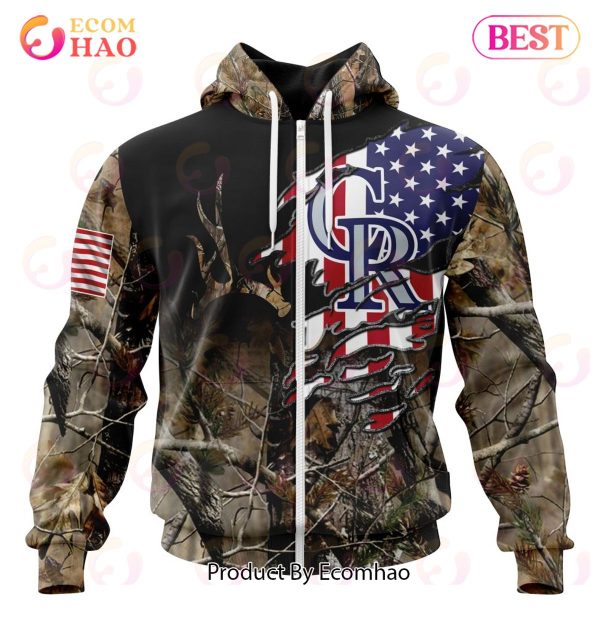 MLB Colorado Rockies Special Camo Realtree Hunting 3D Hoodie