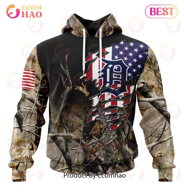 MLB Detroit Tigers Special Camo Realtree Hunting 3D Hoodie