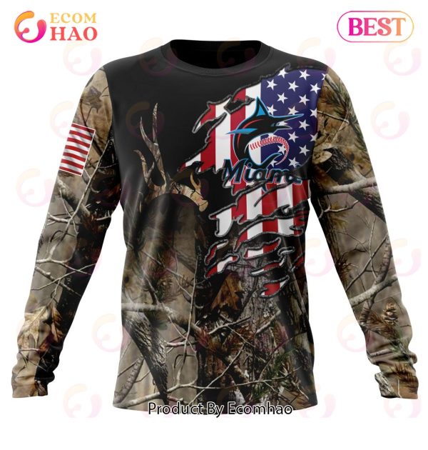 MLB Miami Marlins Special Camo Realtree Hunting 3D Hoodie