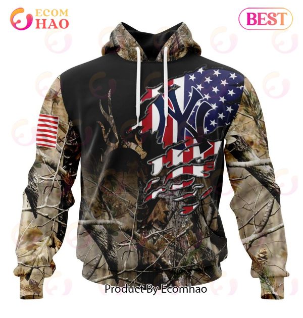 MLB New York Yankees Special Camo Realtree Hunting 3D Hoodie