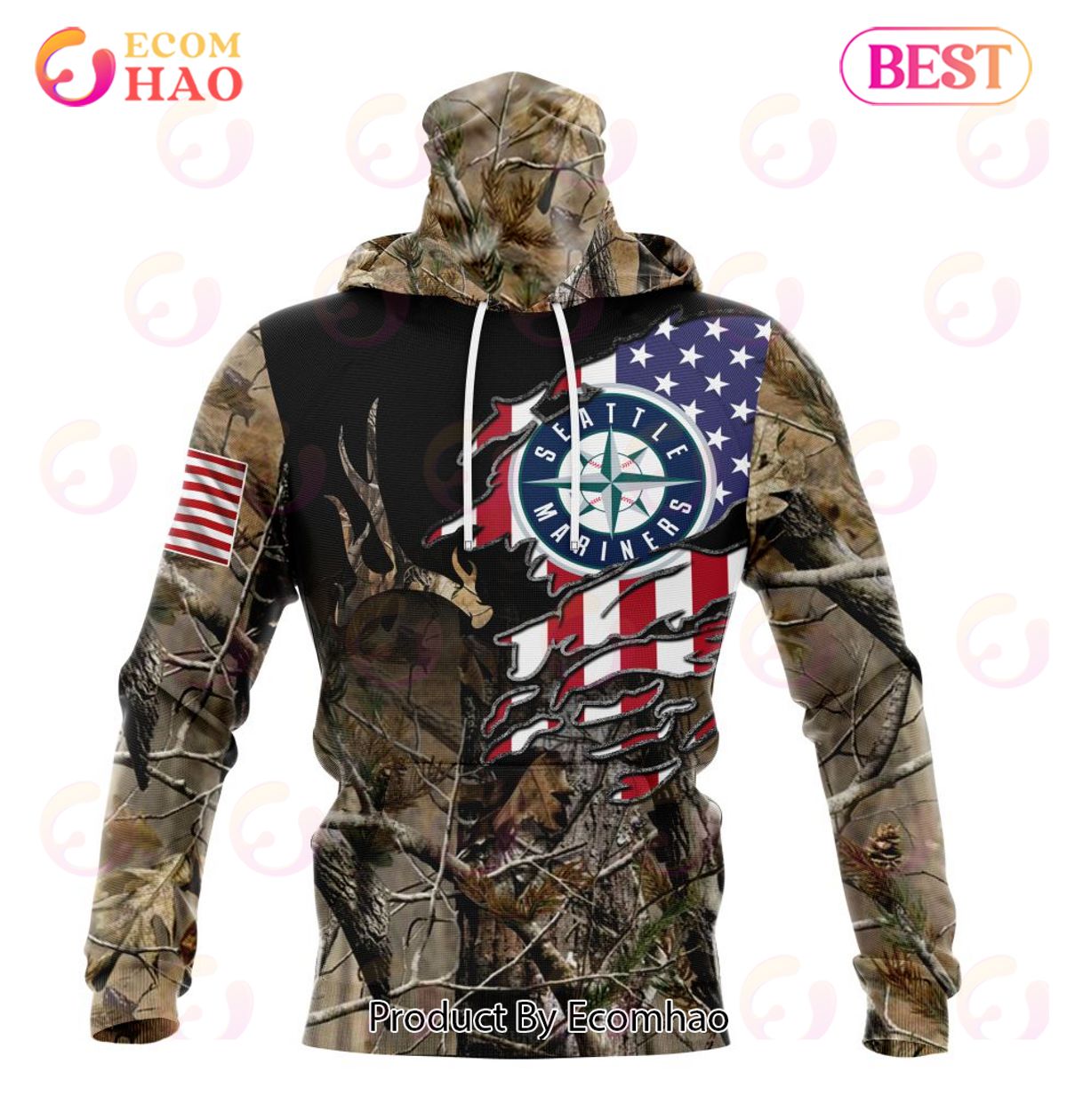 MLB Seattle Mariners Special Camo Realtree Hunting 3D Hoodie