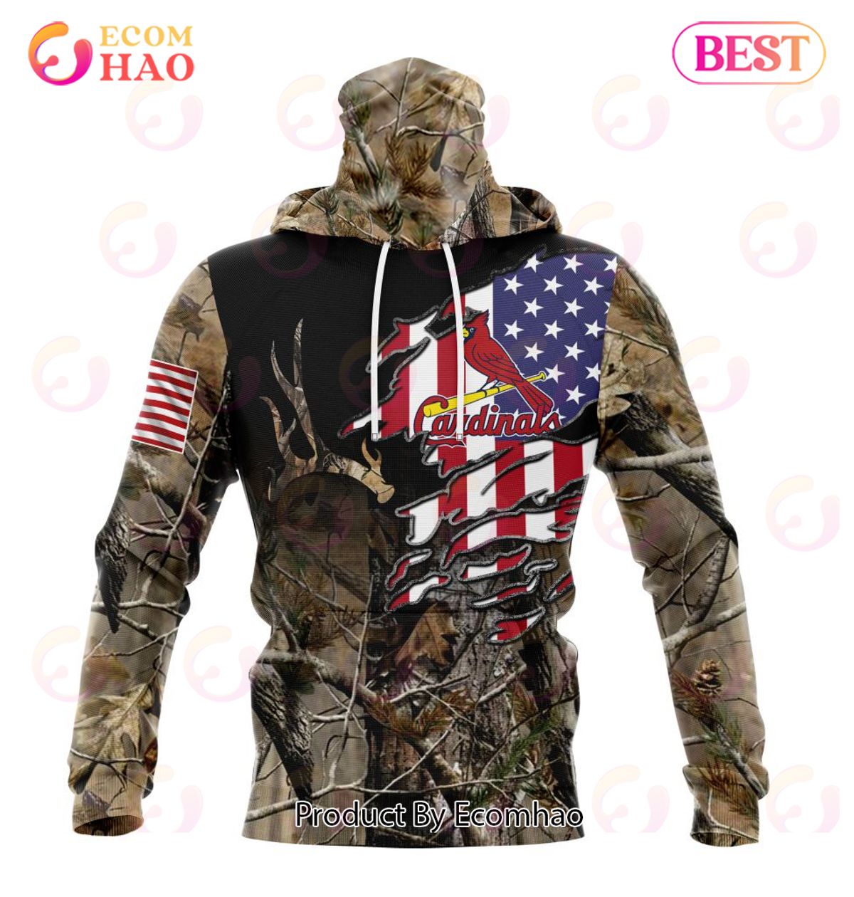 MLB St. Louis Cardinals Special Camo Realtree Hunting 3D Hoodie