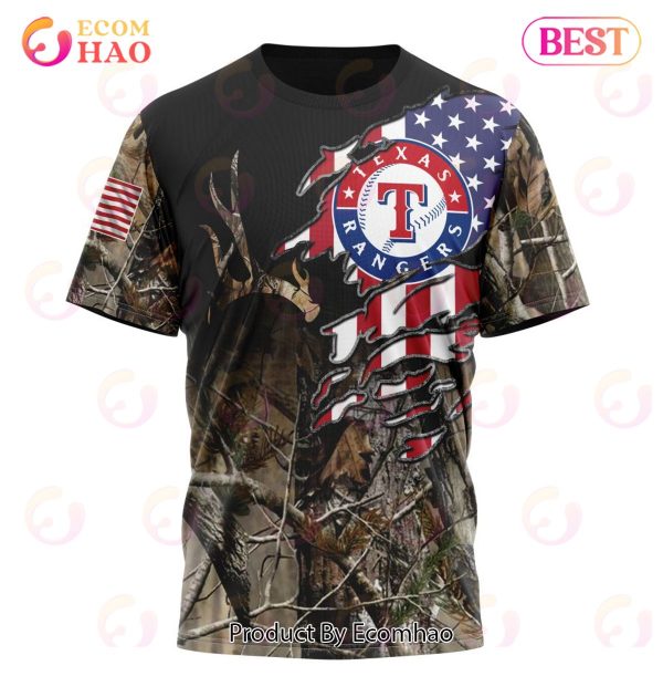 MLB Texas Rangers Special Camo Realtree Hunting 3D Hoodie