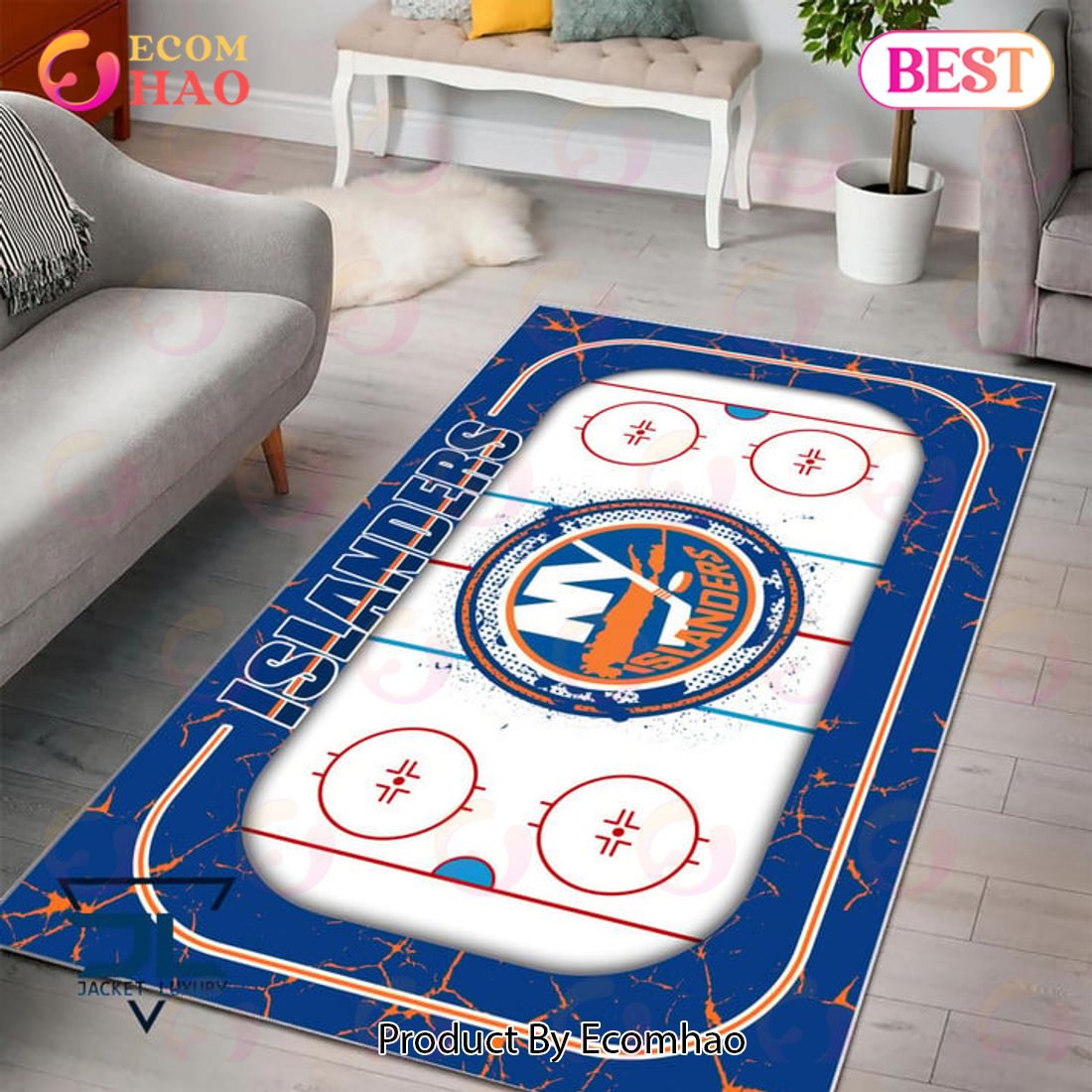 NHL New York Islanders Non Slip Rug Home Decor For Living Room, Bedroom Rug