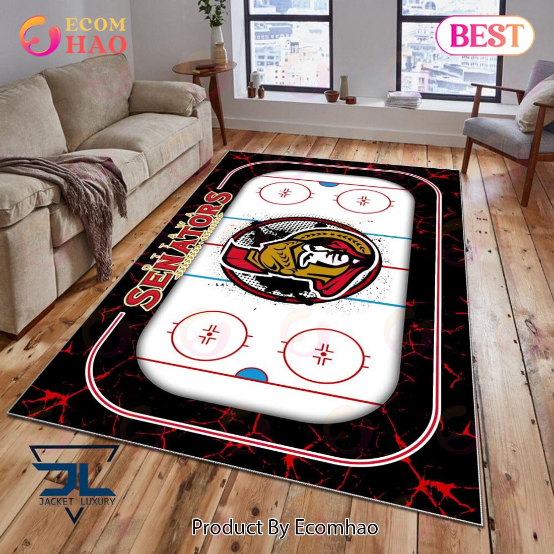 NHL Ottawa Senators Non Slip Rug Home Decor For Living Room, Bedroom Rug