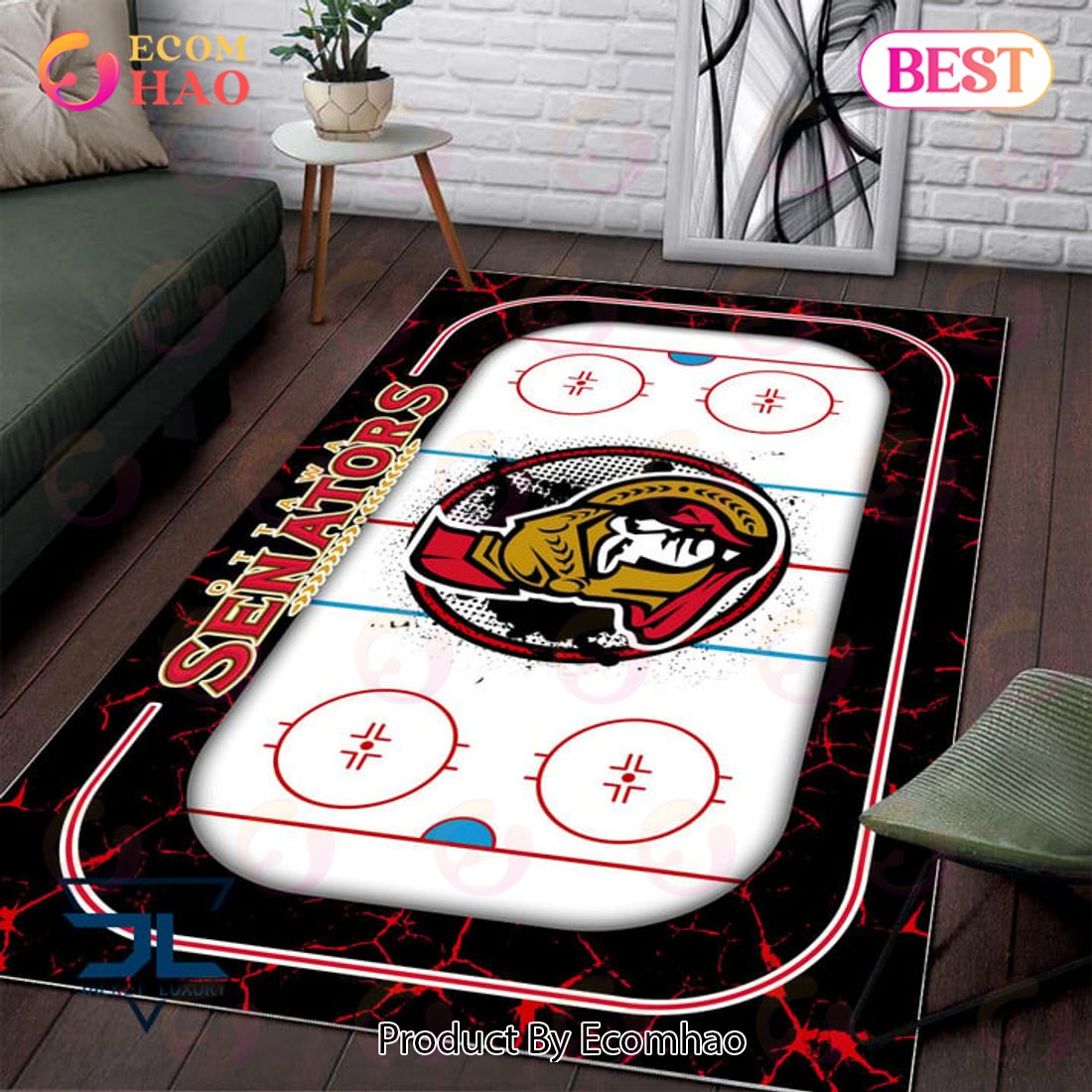 NHL Ottawa Senators Non Slip Rug Home Decor For Living Room, Bedroom Rug
